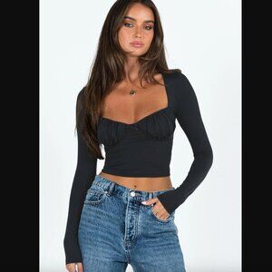 Princess Polly Candyce Black Long Sleeve Crop Top 8